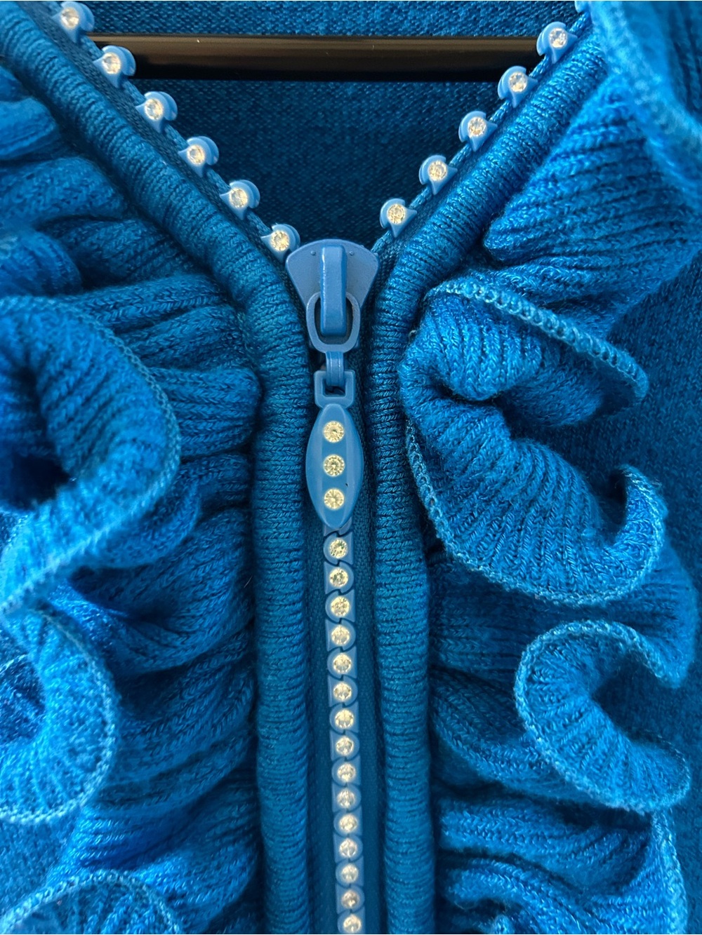 Blue Ruffle-Trim Zip Cardigan - Picture 2 of 4